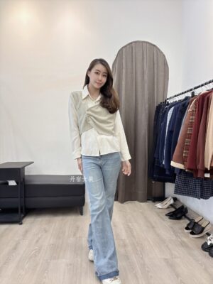 F581147 針織分色假二件襯衣