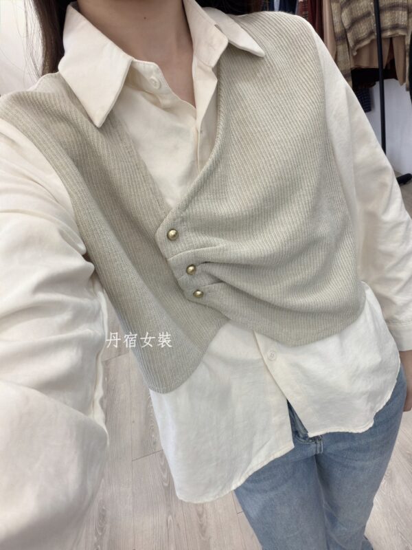 F581147 針織分色假二件襯衣