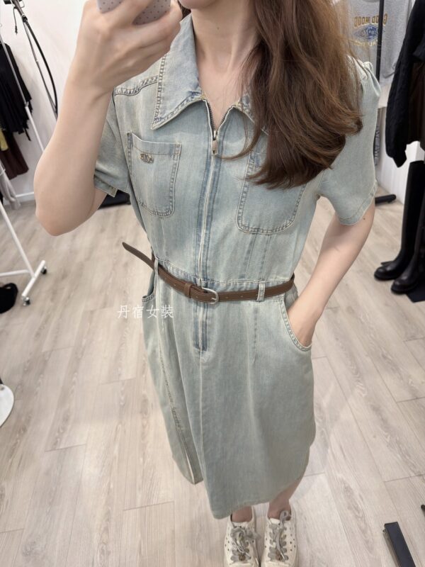 S655008 牛仔開衩連衣裙