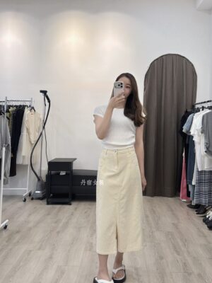 S652043 前開岔牛仔中裙