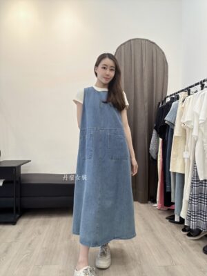 R13口袋牛仔連衣裙