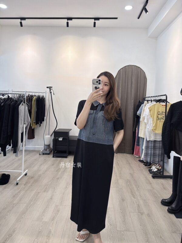 S655040 牛仔拼布連衣裙