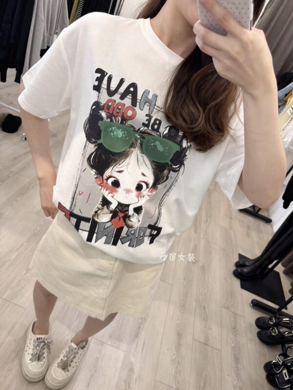 S651106 眼鏡Q妹大版上衣