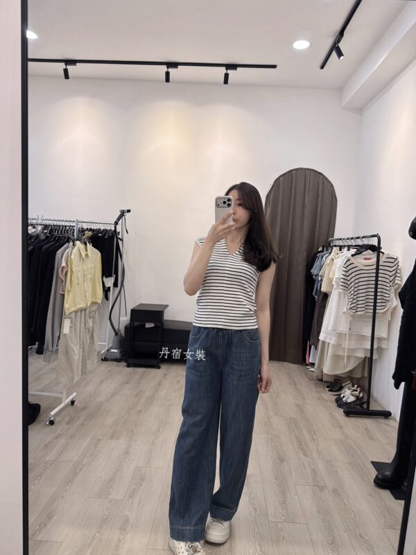 F671023 V領條紋背心