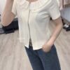 S651316 雙拉鍊荷葉領上衣