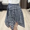 F672018 格紋不規則短褲裙