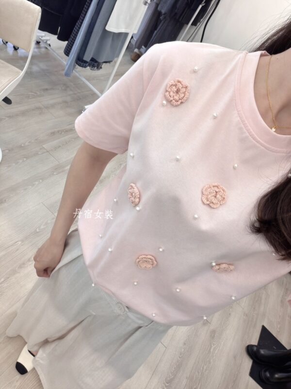 F671134 立體花釘珠上衣