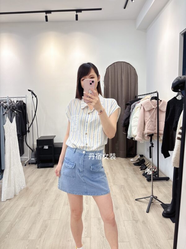 F671033-20條紋無袖襯衫